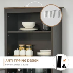 HOMCOM 70" Kitchen Buffet Hutch With 3-Tier Shelving, Freestanding Storage Pantry Cabinet With Adjustable Shelves, Countertop, Coffee -Baxton Home Shop GUEST cb9639bb e9e1 46d7 a0c3 4c34436eac0a