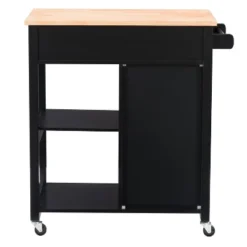 Sage Wood Kitchen Cart With Cupboard Black - CorLiving -Baxton Home Shop GUEST cb9aa259 3765 4d18 a4e7 7b151f471c81