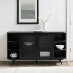 Mid-Century Modern Glass Double Door Curved Sideboard - Saracina Home -Baxton Home Shop GUEST ccca2787 3517 4648 845b 2937e6e14a4a