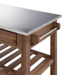 Sonoma Kitchen Cart With Stainless Steel Top Wire Brush Barnwood Brown - Boraam 15 Sonoma Kitchen Cart With Stainless Steel Top Wire Brush Barnwood Brown - Boraam -Baxton Home Shop GUEST cd432037 a93a 4d82 8b16 3878c7895903