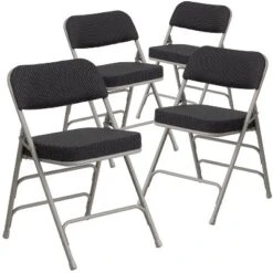 Emma And Oliver 4 Pack Premium Curved Triple Braced & Hinged Fabric Upholstered Metal Folding Chair -Baxton Home Shop GUEST cd8eead4 01a2 40d2 a260 2d076820e110