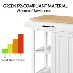 Yaheetech Mobile Kitchen Island Kitchen Trolley Cart With Adjustable Shelves White -Baxton Home Shop GUEST cdb88405 209c 4f4a 9d8f c07fbae75cd0