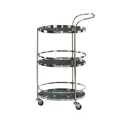 Contemporary Stainless Steel And Smoke Glass Bar Cart Silver - Olivia & May -Baxton Home Shop GUEST ce0c786e 85f7 47e7 8b36 23915775fe14