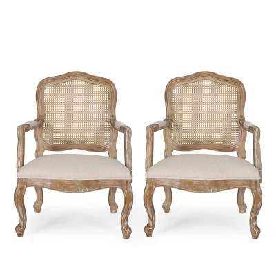 Set Of 2 Andrea French Country Wood And Cane Upholstered Dining Armchairs - Christopher Knight Home 13 Set Of 2 Andrea French Country Wood And Cane Upholstered Dining Armchairs - Christopher Knight Home - Image 11
