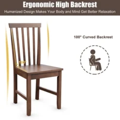 Costway Set Of 2 Dining Chair Brown Kitchen Spindle Back Side Chair With Solid Wooden Legs -Baxton Home Shop GUEST cf1a2fb8 5841 4baf 8e70 06b5a7ca2fb7