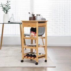 Costway Rolling Kitchen Island Utility Trolley Cart W/Drawer & Wine Rack -Baxton Home Shop GUEST cf3b749b b61d 4a83 9afa 11eb6871f4dc