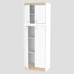 4 Doors Kitchen Storage Cabinet White/Oak - Inval 15 4 Doors Kitchen Storage Cabinet White/Oak - Inval -Baxton Home Shop GUEST cf9d04db 5d8e 42dd b6ba 4ce1bbe940d5