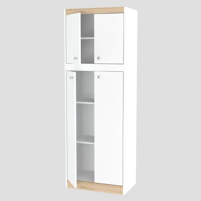 4 Doors Kitchen Storage Cabinet White/Oak - Inval 8 4 Doors Kitchen Storage Cabinet White/Oak - Inval - Image 6