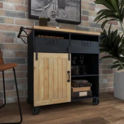 Industrial Rolling Cart Black - Olivia & May -Baxton Home Shop GUEST cfb6cc01 fd70 4f56 8b08 0f2b7a29bbc2