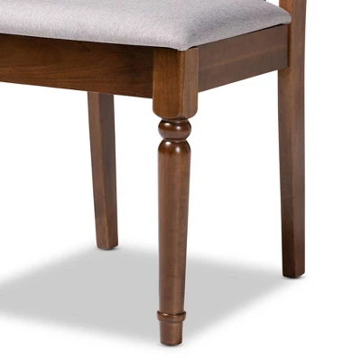 Set Of 4 Cherese Fabric Upholstered Wood Dining Chairs Gray/Walnut - Baxton Studio 4 Set Of 4 Cherese Fabric Upholstered Wood Dining Chairs Gray/Walnut - Baxton Studio - Image 2