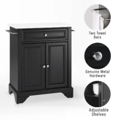 Lafayette Stone Top Portable Kitchen Island/Cart Black/White - Crosley -Baxton Home Shop GUEST d0a9414d 8f24 4cf8 b19e 337f5f13110d