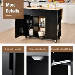 Tangkula Kitchen Island Cart Rolling Serving Trolley W/ Drop Leaf Spice Rack Shelves -Baxton Home Shop GUEST d0f43f6e 7b13 4af3 9661 eedd1d877951