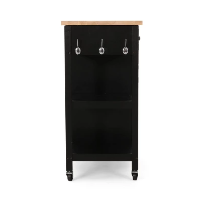 Byway Contemporary Kitchen Cart With Wheels Black/Natural - Christopher Knight Home 12 Byway Contemporary Kitchen Cart With Wheels Black/Natural - Christopher Knight Home - Image 10