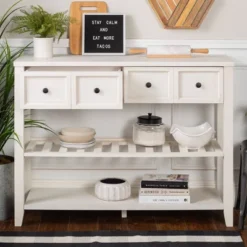 48" Farmhouse Solid Wood 2 Drawer Buffet White - Saracina Home -Baxton Home Shop GUEST d14be0db 9591 4712 bd66 b181051f2d7c