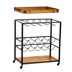 Maresal Bar Cart Black/Natural - Aiden Lane -Baxton Home Shop GUEST d1716756 1d16 484d b8dd 3aa66d97a853