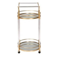 Nakano Metal And Glass 2 Tier Wine Cart Gold/Mirror - Baxton Studio -Baxton Home Shop GUEST d180e7c1 79d8 44c7 9838 393d70129208