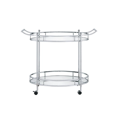 37" Jinx Clear Glass Serving Cart Chrome Finish - Acme Furniture 3 37" Jinx Clear Glass Serving Cart Chrome Finish - Acme Furniture