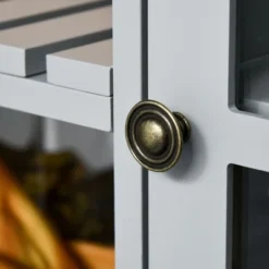 HOMCOM Kitchen Island Utility Storage Trolley Cart With Rubber Wood Top, Towel Rack, 2 Cabinets & Drawers For Dining Room -Baxton Home Shop GUEST d1c2259a b942 457d 944c d5c65447b30c