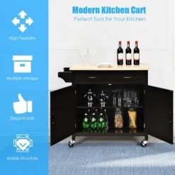 Costway Modern Rolling Kitchen Island Cart Wood Top Storage Trolley With Storage Drawers 15 Costway Modern Rolling Kitchen Island Cart Wood Top Storage Trolley With Storage Drawers -Baxton Home Shop GUEST d231fe04 787d 4652 a642 b8f8be702c94 1