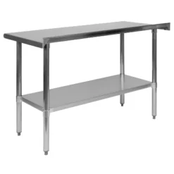 Emma And Oliver Stainless Steel 18 Gauge Prep And Work Table With Backsplash And Shelf, NSF -Baxton Home Shop GUEST d276c8a9 62d2 4f22 9281 8addcb8520d6