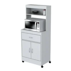 2 Shelves Kitchen Microwave Storage Cabinet White - Inval -Baxton Home Shop GUEST d2933602 f7f6 4302 8001 88f2ef3c7188