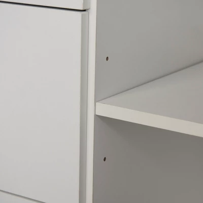 HOMCOM Freestanding Kitchen Pantry, Buffet With Hutch Storage Organizer With 2 Door Cabinets, 3 Drawers And Open Countertop, Adjustable Shelf, White 8 HOMCOM Freestanding Kitchen Pantry, Buffet With Hutch Storage Organizer With 2 Door Cabinets, 3 Drawers And Open Countertop, Adjustable Shelf, White - Image 6