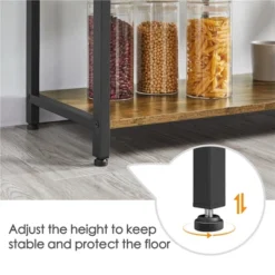 Yaheetech 5-Tier 56" H Baker’s Rack With Wire Basket & Power Outlets, Rustic Brown -Baxton Home Shop GUEST d2f303d9 3cac 4624 b80c 1ccb09947458