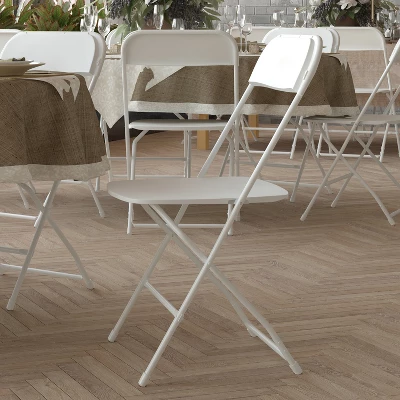 Emma And Oliver 4 Pack Of All-Weather, Extra Wide Contoured Plastic Folding Chairs With Metal Frame And 650 Lb. Static Weight Capacity 15 Emma And Oliver 4 Pack Of All-Weather, Extra Wide Contoured Plastic Folding Chairs With Metal Frame And 650 Lb. Static Weight Capacity - Image 13