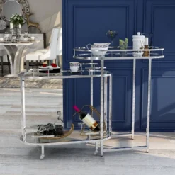 Carrowdore Glass Shelf Serving Cart Chrome/Clear - MiBasics 8 Carrowdore Glass Shelf Serving Cart Chrome/Clear - MiBasics -Baxton Home Shop GUEST d3b7c897 f772 474c ab53 d6fee8d6451a
