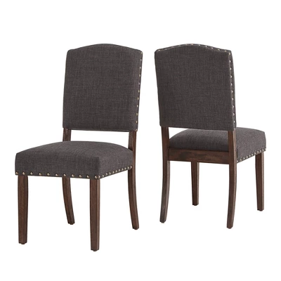 Set Of 2 Iverson Nailhead Trim Brown Finish Linen Side Chairs - Inspire Q 11 Set Of 2 Iverson Nailhead Trim Brown Finish Linen Side Chairs - Inspire Q - Image 9