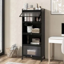 Costway 5-Tier Kitchen Baker's Rack Storage Cabinet Mobile Microwave Stand Flip-up Doors -Baxton Home Shop GUEST d487ac42 0bc1 476b 9b64 7583cb69f83f