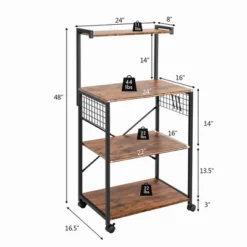 Costway 4-Tier Rolling Bakers Rack Industrial Utility Microwave Oven Stand Cart W/ Hooks 18 Costway 4-Tier Rolling Bakers Rack Industrial Utility Microwave Oven Stand Cart W/ Hooks -Baxton Home Shop GUEST d516e7aa d10b 49d1 b950 2cf04ebf19fd
