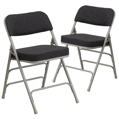 Emma And Oliver 2 Pack Premium Curved Triple Braced & Hinged Fabric Upholstered Metal Folding Chair 14 Emma And Oliver 2 Pack Premium Curved Triple Braced & Hinged Fabric Upholstered Metal Folding Chair - Image 12