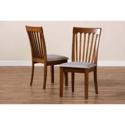Set Of 2 Minette Fabric Upholstered Wood Dining Chairs Gray/Walnut - Baxton Studio -Baxton Home Shop GUEST d593cc1a d63e 49e4 983c 876c2ecd75a8