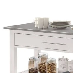 Ottawa Kitchen Island Stainless Steel And White - Acme Furniture -Baxton Home Shop GUEST d5f5acf0 3c78 4b98 8477 99152e2d8c79
