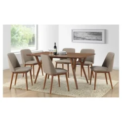 Lavin Mid-Century Faux Leather Dining Chairs - Brown Walnut/Beige (Set Of 2) - Baxton Studio -Baxton Home Shop GUEST d672a2c9 013d 499c b2a2 4a523e6bff72