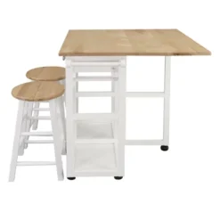 Square Hardwood Drop Leaf Table Top Breakfast Cart Natural/White - Flora Home -Baxton Home Shop GUEST d73ce582 d47e 46b1 9728 c18ee28cfbbb