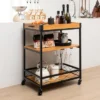 Costway 3-Tier Kitchen Cart Island Rolling Rack Serving Trolley Detachable Top & Glass Holder -Baxton Home Shop GUEST d853b651 3850 461f a40b 845d5dcd15c5