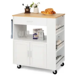 Costway Kitchen Island Cart Rolling Storage Cabinet W/ Drawer & Spice Rack Shelf -Baxton Home Shop GUEST d95de79b 538f 4735 9d59 47f889e09edb