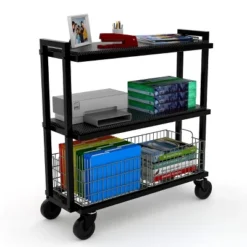Cart System With Wheels 3 Tier Black - Atlantic -Baxton Home Shop GUEST d976b984 82f6 4ade 9ee0 359e7e39dd80