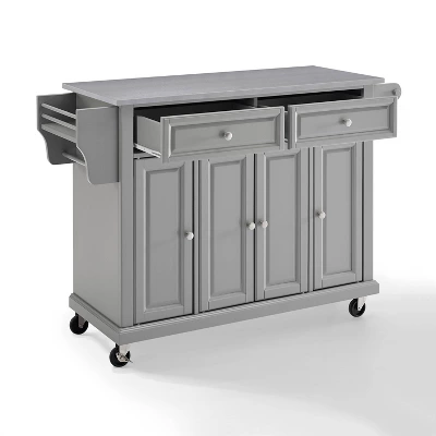 Stainless Steel Top Kitchen Cart/Island Vintage Gray - Crosley 5 Stainless Steel Top Kitchen Cart/Island Vintage Gray - Crosley - Image 3