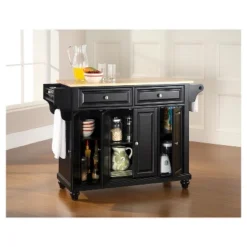 Cambridge Natural Wood Top Kitchen Island Black - Crosley -Baxton Home Shop GUEST da698bf1 9c73 45a3 81fd dc9a2fc3505d