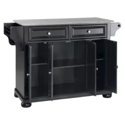 Alexandria Stainless Steel Top Kitchen Island Wood/Black - Crosley