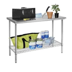 Commercial Grade Nsf Stainless Steel Top Work Table Chrome - Seville Classics -Baxton Home Shop GUEST da918de5 7d26 43ae 970a 6acbe39b5944