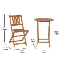Merrick Lane Three Piece Solid Acacia Wood Folding Patio Bistro Set With Lightweight Round Table And Two Chairs, Natural -Baxton Home Shop GUEST dccd9de7 a1bc 4417 aa17 2755faf1d27a