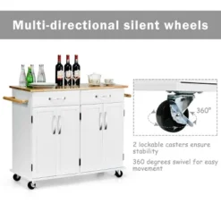 Costway Kitchen Trolley Island Utility Cart Wood Top Rolling Storage Cabinet Drawers White 15 Costway Kitchen Trolley Island Utility Cart Wood Top Rolling Storage Cabinet Drawers White -Baxton Home Shop GUEST dcdc00ac 2acc 4386 b808 ae51717e22c6