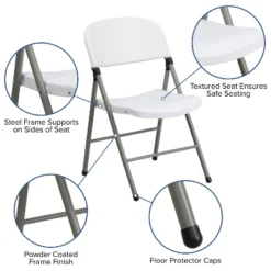 Emma And Oliver 2 Pack Commercial White Plastic Event Party Rental Folding Chair -Baxton Home Shop GUEST dd4c808a faf9 439f 8980 9d4fea43f4aa 1