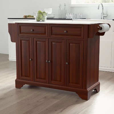 Lafayette Granite White Top Full Size Kitchen Island/Cart Mahogany - Crosley 3 Lafayette Granite White Top Full Size Kitchen Island/Cart Mahogany - Crosley