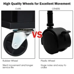 Costway Drop-Leaf Kitchen Island Trolley Cart Wood Storage Cabinet W/ Spice Rack Black -Baxton Home Shop GUEST ddacb7d4 a599 4ec7 af1c a356ae8297c1