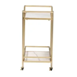 Louise Metal And Marble 2 Tier Wine Cart Gold/White Marble - Baxton Studio -Baxton Home Shop GUEST ddc4acbd f531 4487 8e3c c6ff51af2288